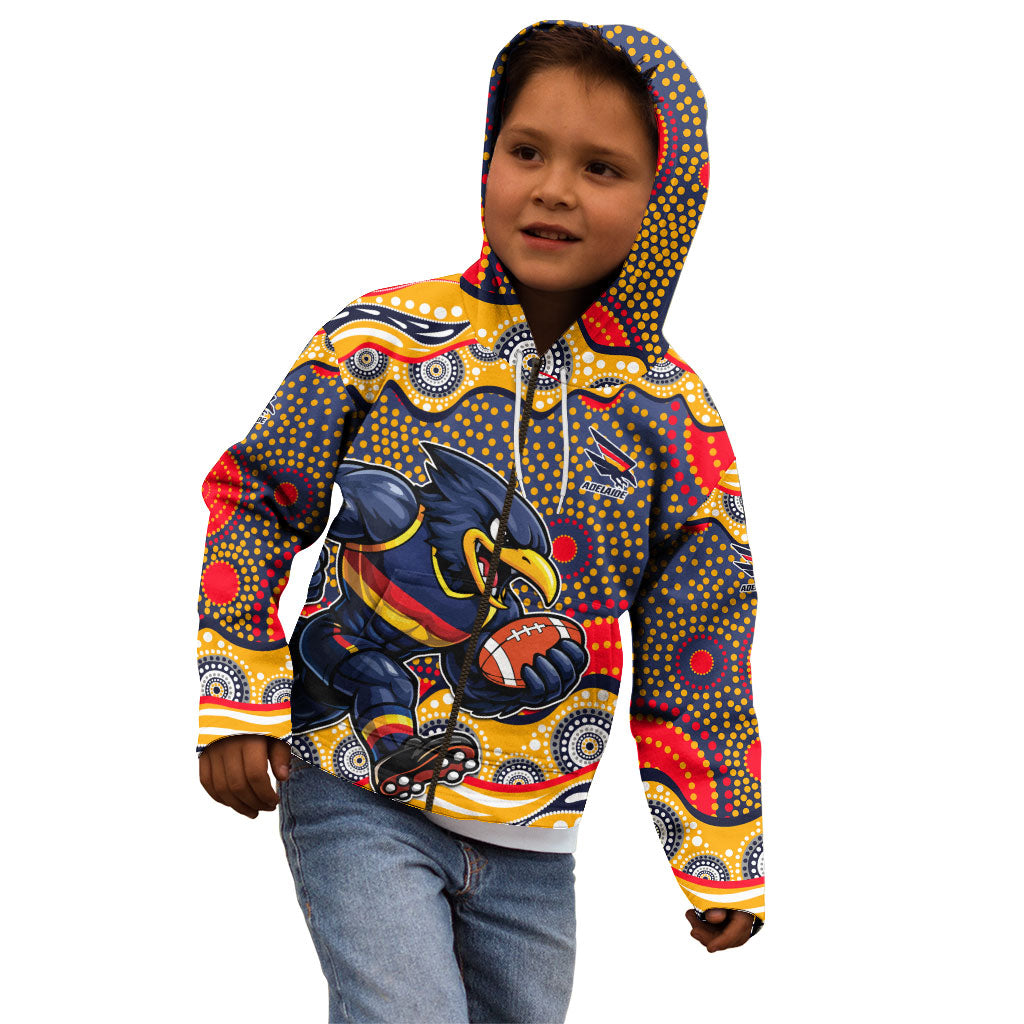 Adelaide Crows Kid Hoodie Aboriginal Dot Pattern - Football Mascot Heritage Pride