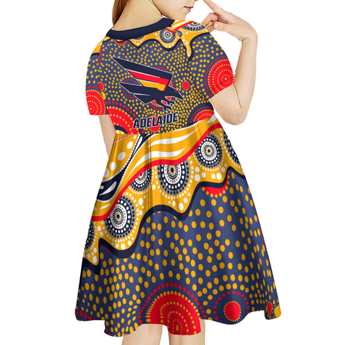 Adelaide Crows Kid Short Sleeve Dress Aboriginal Dot Pattern - Football Mascot Heritage Pride