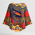 Adelaide Crows Kimono Sleeve Blouse Aboriginal Dot Pattern - Football Mascot Heritage Pride