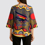 Adelaide Crows Kimono Sleeve Blouse Aboriginal Dot Pattern - Football Mascot Heritage Pride