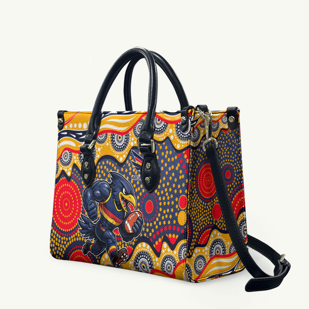 Adelaide Crows Leather Bag Aboriginal Dot Pattern - Football Mascot Heritage Pride