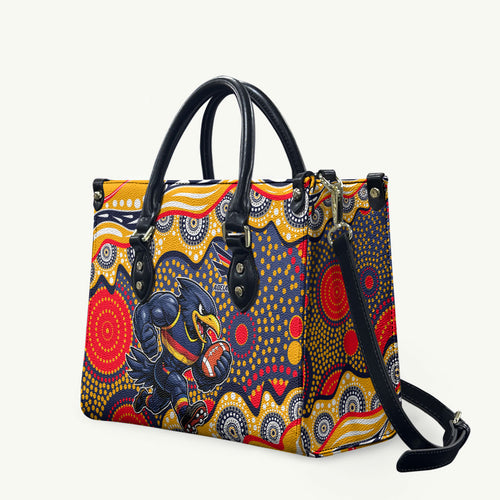 Adelaide Crows Leather Bag Aboriginal Dot Pattern - Football Mascot Heritage Pride