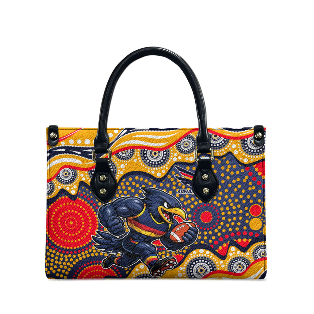 Adelaide Crows Leather Bag Aboriginal Dot Pattern - Football Mascot Heritage Pride