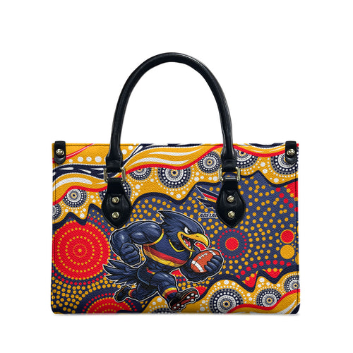 Adelaide Crows Leather Bag Aboriginal Dot Pattern - Football Mascot Heritage Pride