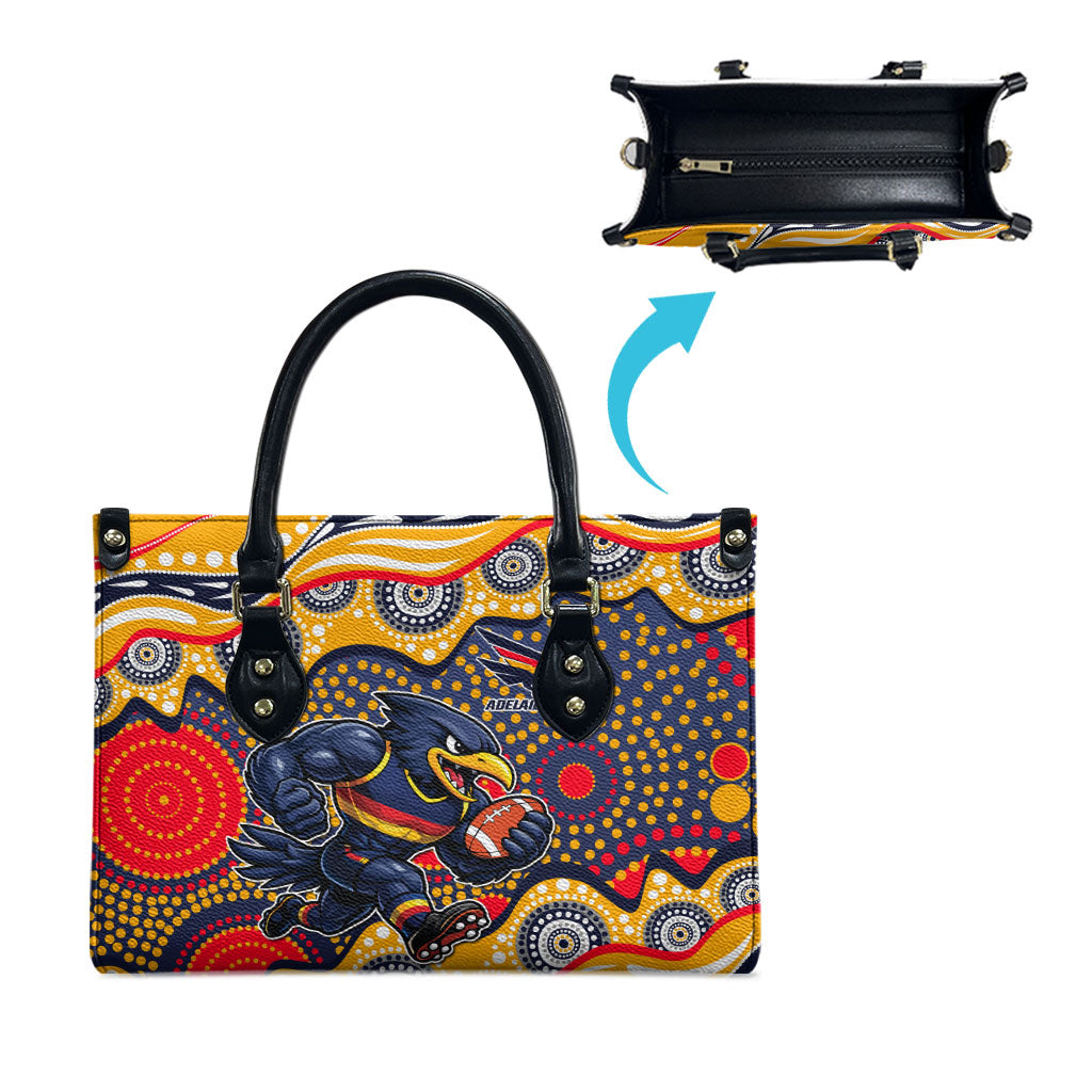 Adelaide Crows Leather Bag Aboriginal Dot Pattern - Football Mascot Heritage Pride
