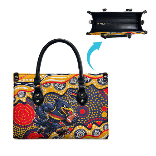 Adelaide Crows Leather Bag Aboriginal Dot Pattern - Football Mascot Heritage Pride