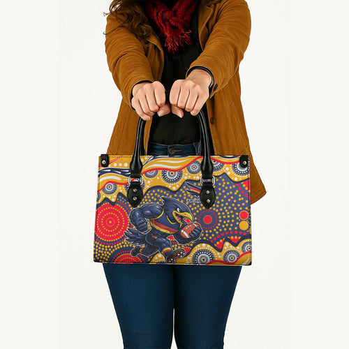 Adelaide Crows Leather Bag Aboriginal Dot Pattern - Football Mascot Heritage Pride