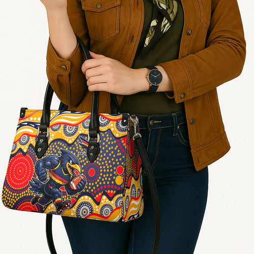 Adelaide Crows Leather Bag Aboriginal Dot Pattern - Football Mascot Heritage Pride