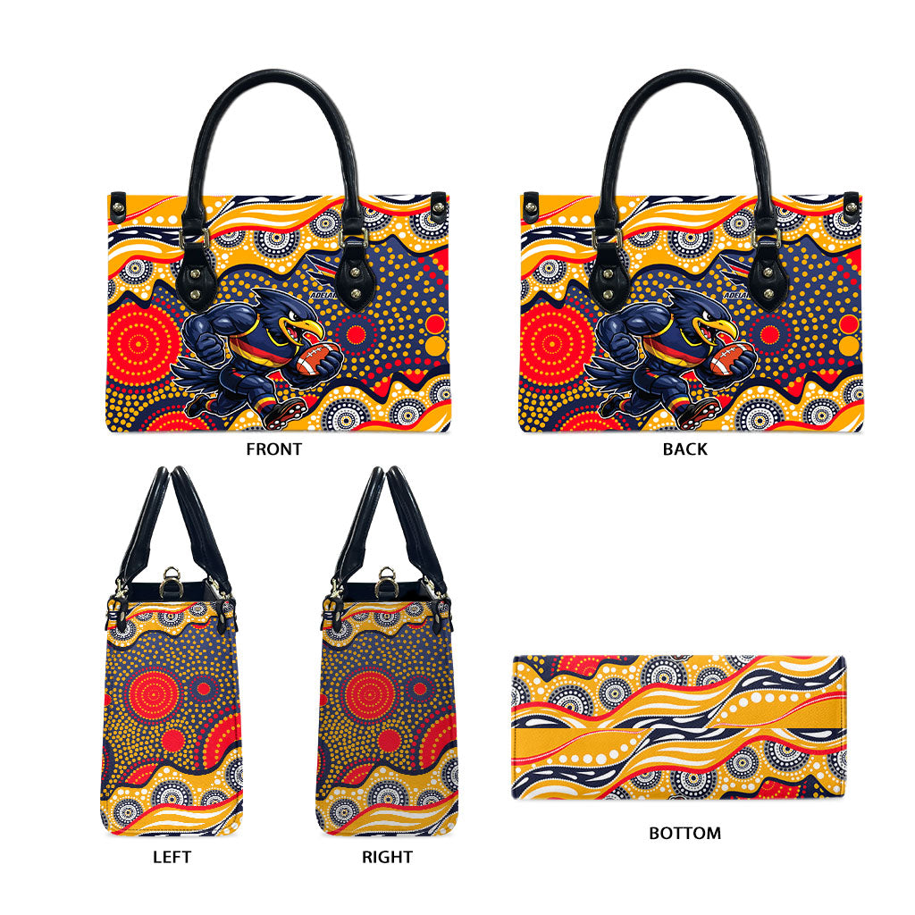 Adelaide Crows Leather Bag Aboriginal Dot Pattern - Football Mascot Heritage Pride