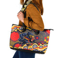 Adelaide Crows Leather Tote Bag Aboriginal Dot Pattern - Football Mascot Heritage Pride