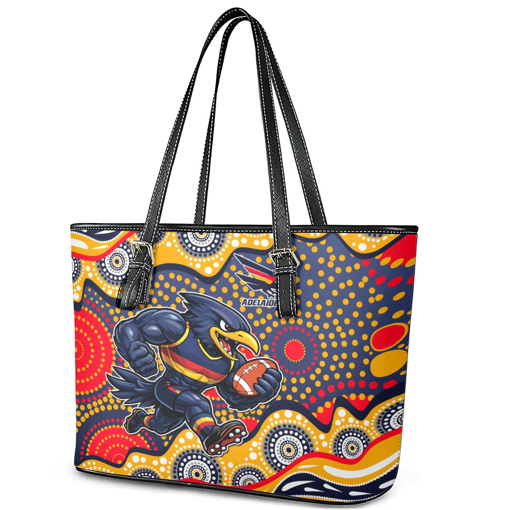 Adelaide Crows Leather Tote Bag Aboriginal Dot Pattern - Football Mascot Heritage Pride