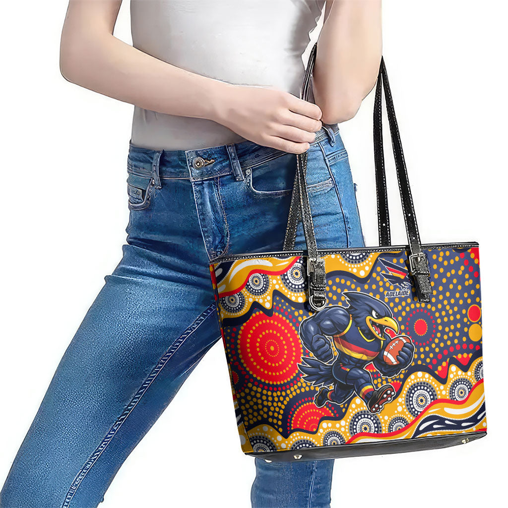 Adelaide Crows Leather Tote Bag Aboriginal Dot Pattern - Football Mascot Heritage Pride