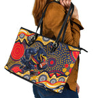 Adelaide Crows Leather Tote Bag Aboriginal Dot Pattern - Football Mascot Heritage Pride