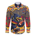 Adelaide Crows Long Sleeve Button Shirt Aboriginal Dot Pattern - Football Mascot Heritage Pride