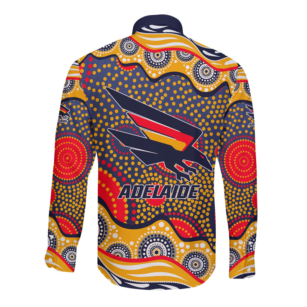 Adelaide Crows Long Sleeve Button Shirt Aboriginal Dot Pattern - Football Mascot Heritage Pride