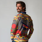 Adelaide Crows Long Sleeve Polo Shirt Aboriginal Dot Pattern - Football Mascot Heritage Pride