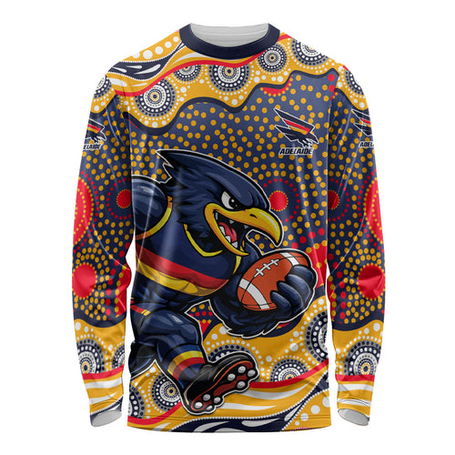 Adelaide Crows Long Sleeve Shirt Aboriginal Dot Pattern - Football Mascot Heritage Pride