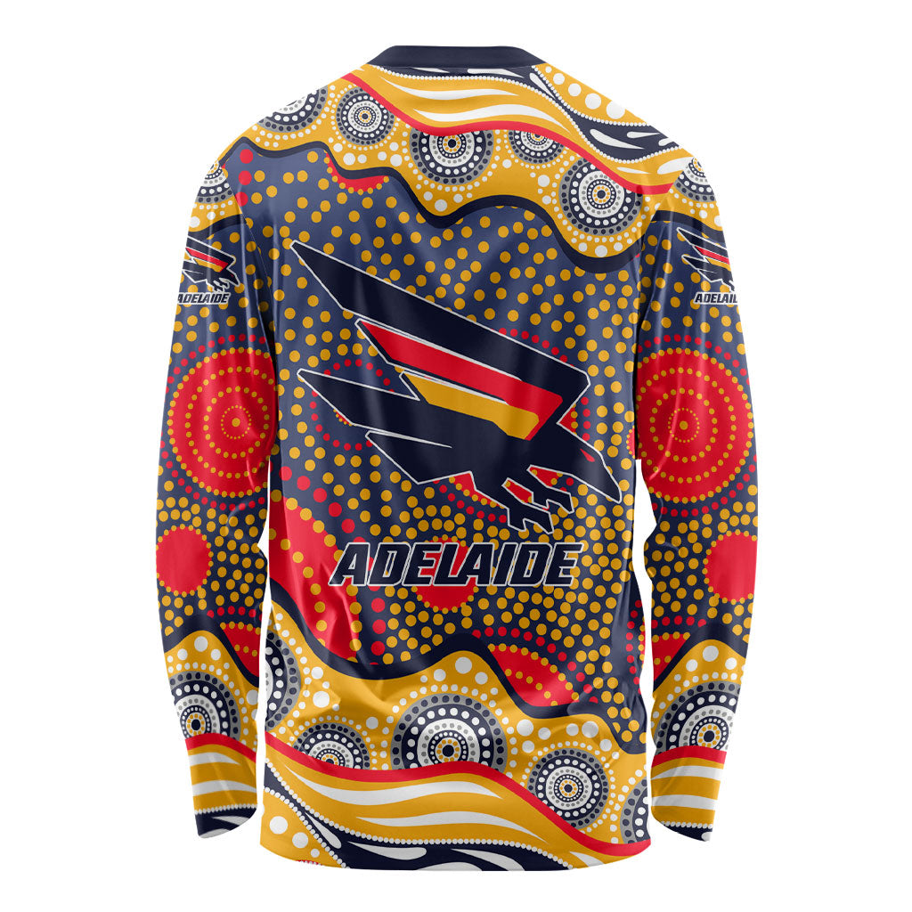 Adelaide Crows Long Sleeve Shirt Aboriginal Dot Pattern - Football Mascot Heritage Pride