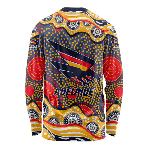 Adelaide Crows Long Sleeve Shirt Aboriginal Dot Pattern - Football Mascot Heritage Pride