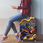 Adelaide Crows Luggage Cover Aboriginal Dot Pattern - Football Mascot Heritage Pride