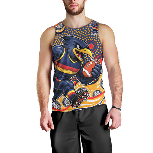Adelaide Crows Men Tank Top Aboriginal Dot Pattern - Football Mascot Heritage Pride