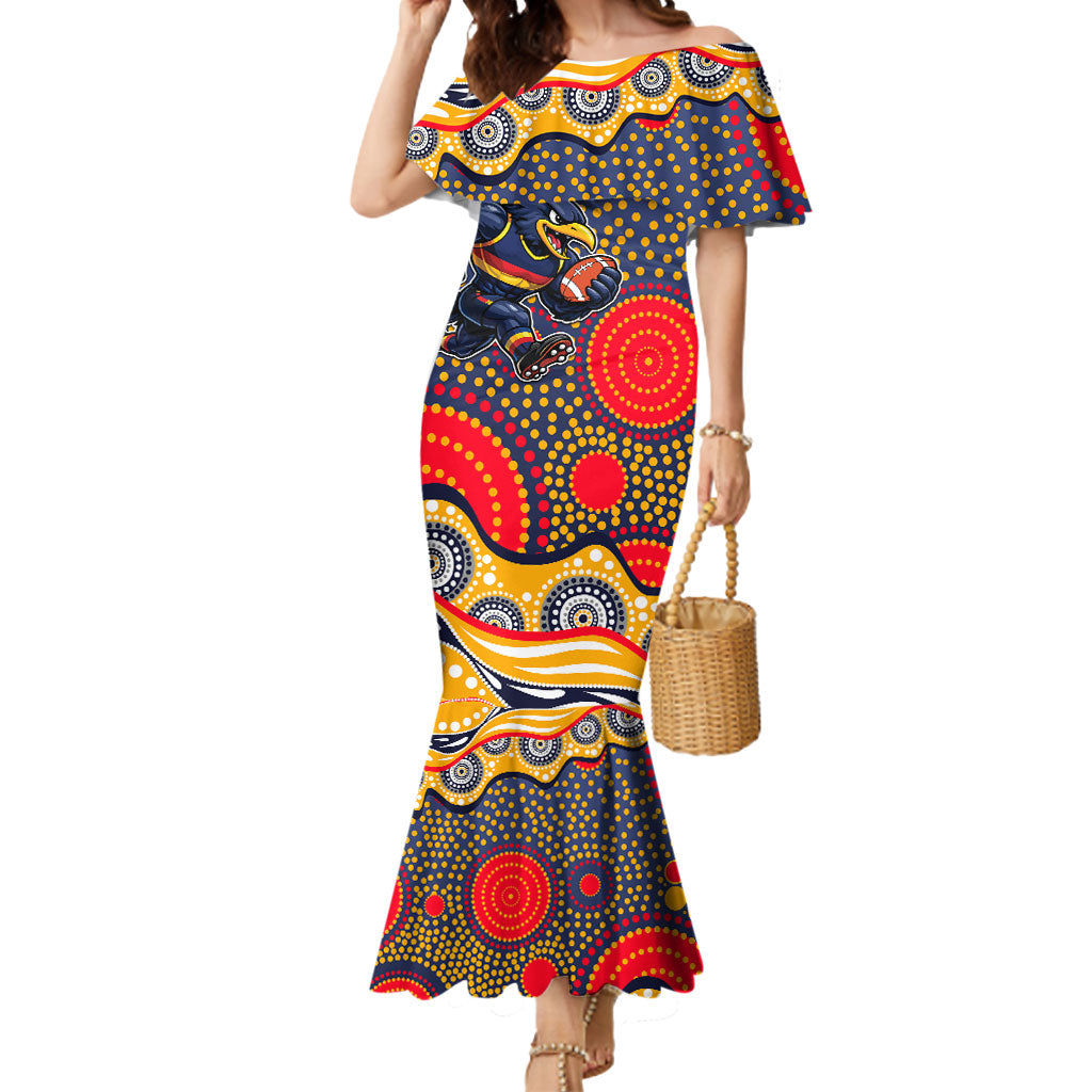 Adelaide Crows Mermaid Dress Aboriginal Dot Pattern - Football Mascot Heritage Pride