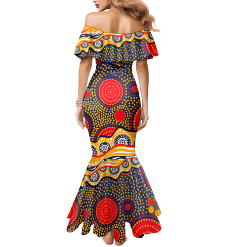 Adelaide Crows Mermaid Dress Aboriginal Dot Pattern - Football Mascot Heritage Pride