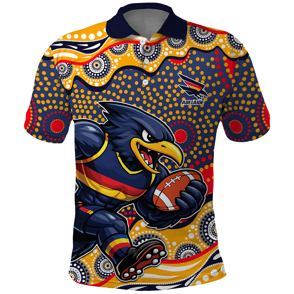 Adelaide Crows Polo Shirt Aboriginal Dot Pattern - Football Mascot Heritage Pride