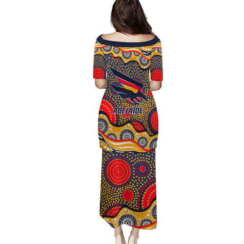 Adelaide Crows Puletasi Aboriginal Dot Pattern - Football Mascot Heritage Pride