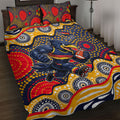 Adelaide Crows Quilt Bed Set Aboriginal Dot Pattern - Football Mascot Heritage Pride