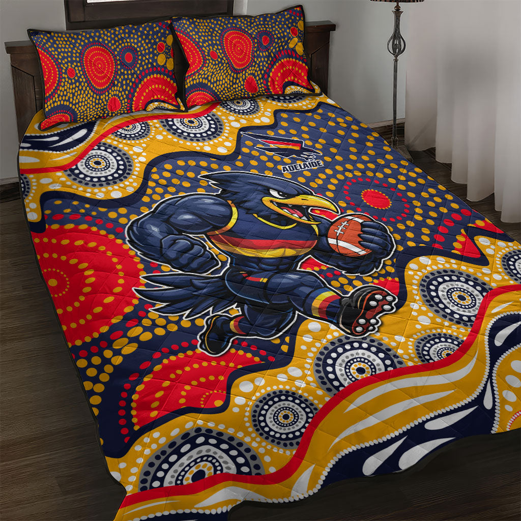 Adelaide Crows Quilt Bed Set Aboriginal Dot Pattern - Football Mascot Heritage Pride