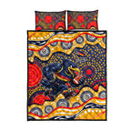 Adelaide Crows Quilt Bed Set Aboriginal Dot Pattern - Football Mascot Heritage Pride