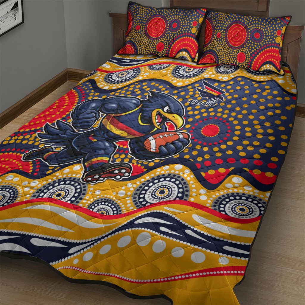 Adelaide Crows Quilt Bed Set Aboriginal Dot Pattern - Football Mascot Heritage Pride
