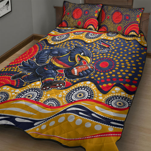 Adelaide Crows Quilt Bed Set Aboriginal Dot Pattern - Football Mascot Heritage Pride