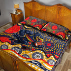 Adelaide Crows Quilt Bed Set Aboriginal Dot Pattern - Football Mascot Heritage Pride