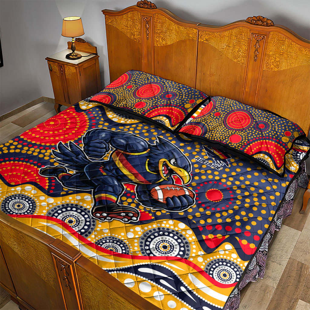 Adelaide Crows Quilt Bed Set Aboriginal Dot Pattern - Football Mascot Heritage Pride