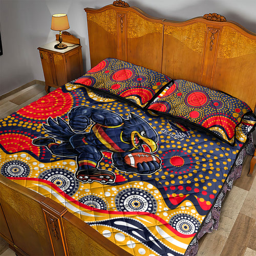 Adelaide Crows Quilt Bed Set Aboriginal Dot Pattern - Football Mascot Heritage Pride