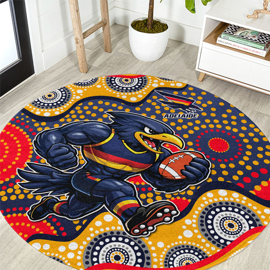 Adelaide Crows Round Carpet Aboriginal Dot Pattern - Football Mascot Heritage Pride