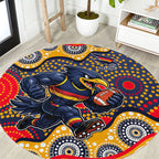 Adelaide Crows Round Carpet Aboriginal Dot Pattern - Football Mascot Heritage Pride