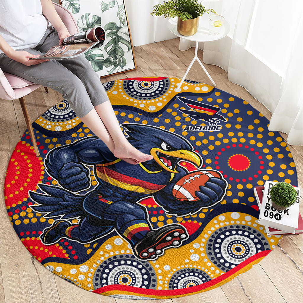Adelaide Crows Round Carpet Aboriginal Dot Pattern - Football Mascot Heritage Pride