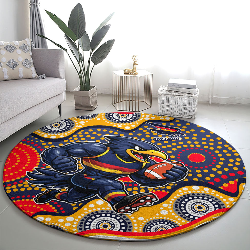 Adelaide Crows Round Carpet Aboriginal Dot Pattern - Football Mascot Heritage Pride