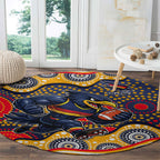 Adelaide Crows Round Carpet Aboriginal Dot Pattern - Football Mascot Heritage Pride