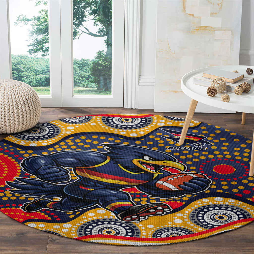 Adelaide Crows Round Carpet Aboriginal Dot Pattern - Football Mascot Heritage Pride