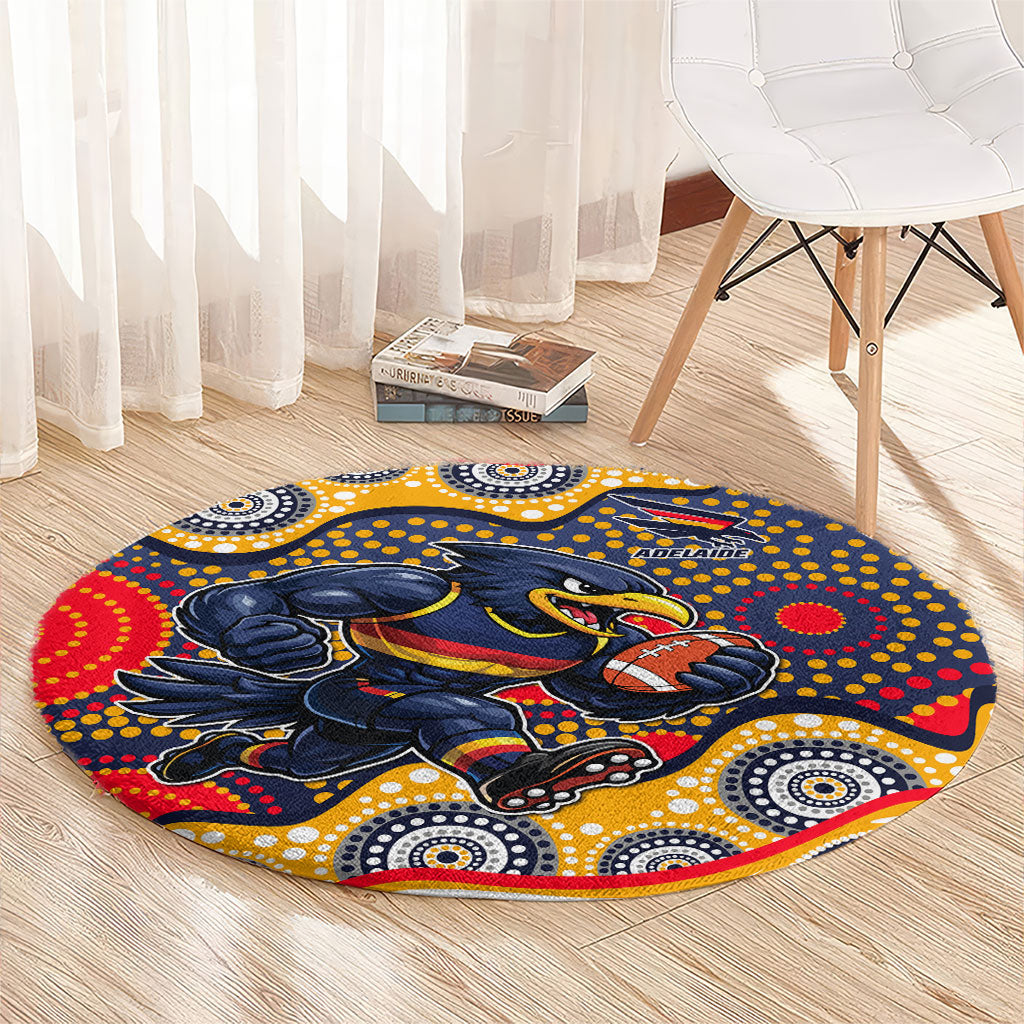 Adelaide Crows Round Carpet Aboriginal Dot Pattern - Football Mascot Heritage Pride