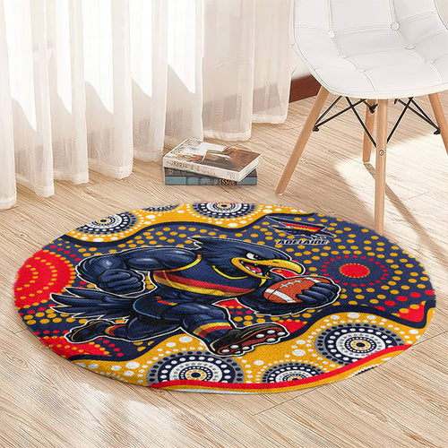 Adelaide Crows Round Carpet Aboriginal Dot Pattern - Football Mascot Heritage Pride
