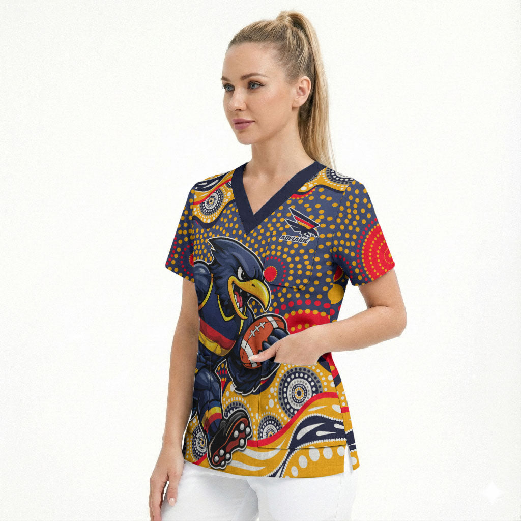 Adelaide Crows Scrub Top Aboriginal Dot Pattern - Football Mascot Heritage Pride