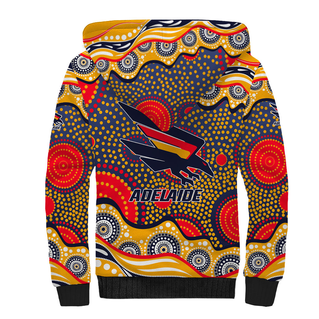 Adelaide Crows Sherpa Hoodie Aboriginal Dot Pattern - Football Mascot Heritage Pride