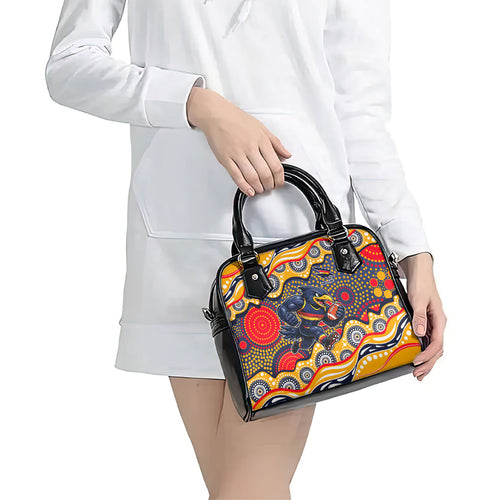 Adelaide Crows Shoulder Handbag Aboriginal Dot Pattern - Football Mascot Heritage Pride