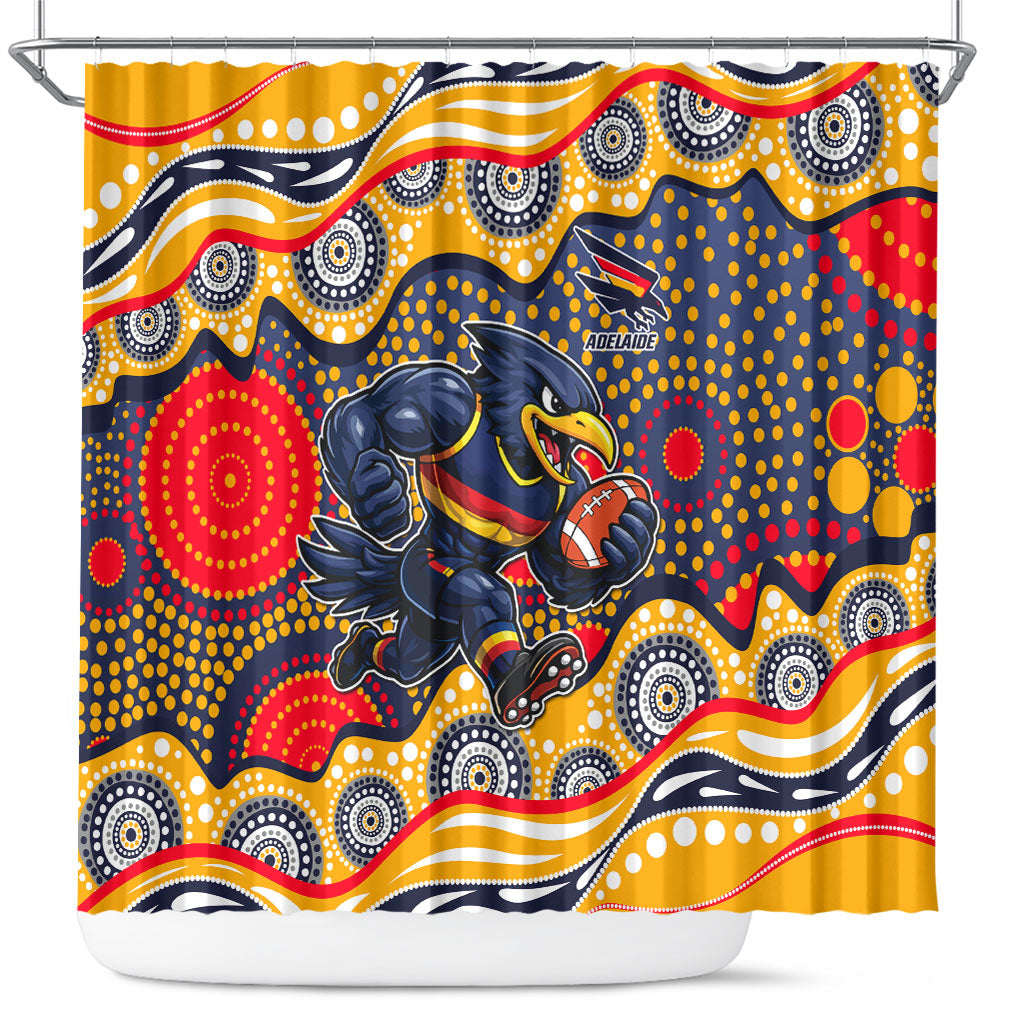 Adelaide Crows Shower Curtain Aboriginal Dot Pattern - Football Mascot Heritage Pride