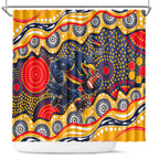 Adelaide Crows Shower Curtain Aboriginal Dot Pattern - Football Mascot Heritage Pride
